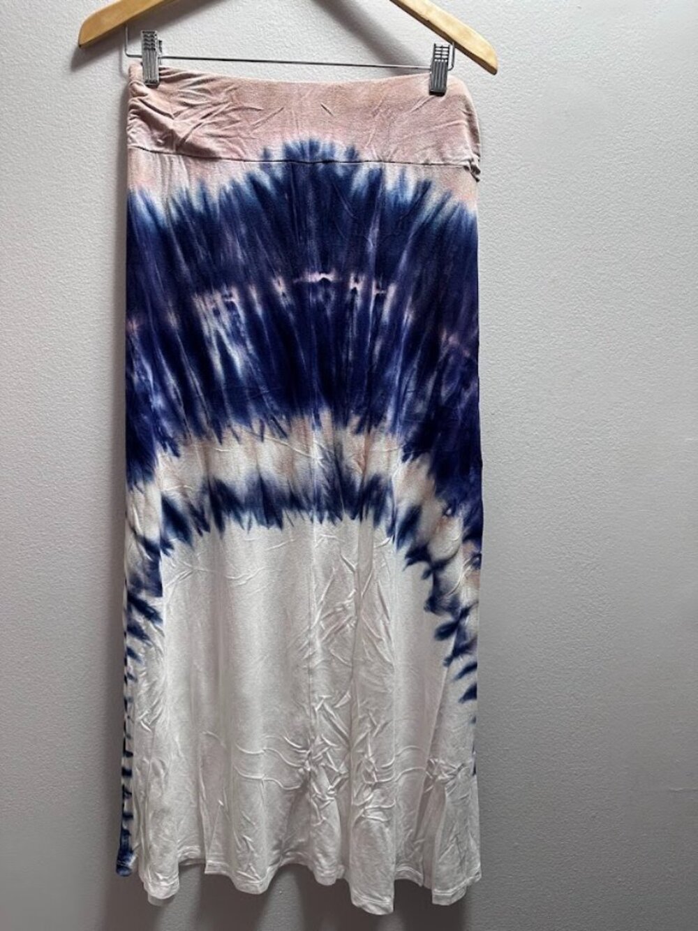 Tribal Jeans Tie Dye Maxi Skirt M Navy Blush Stretch Boho Festival Size M